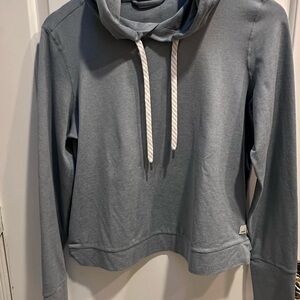Vuori light blue hoodie with white drawstrings